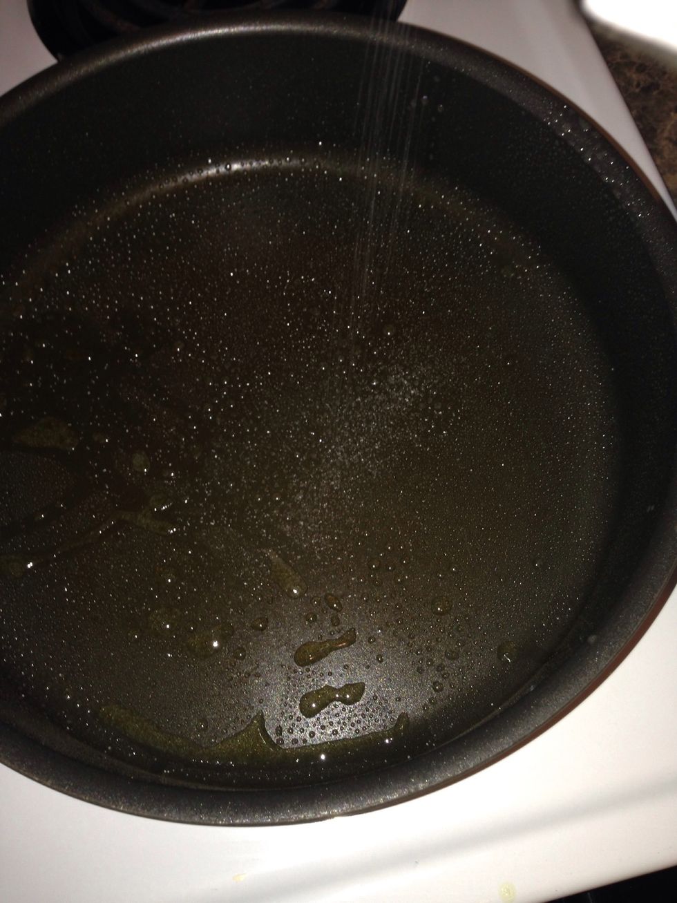 Add salt to the pan.
