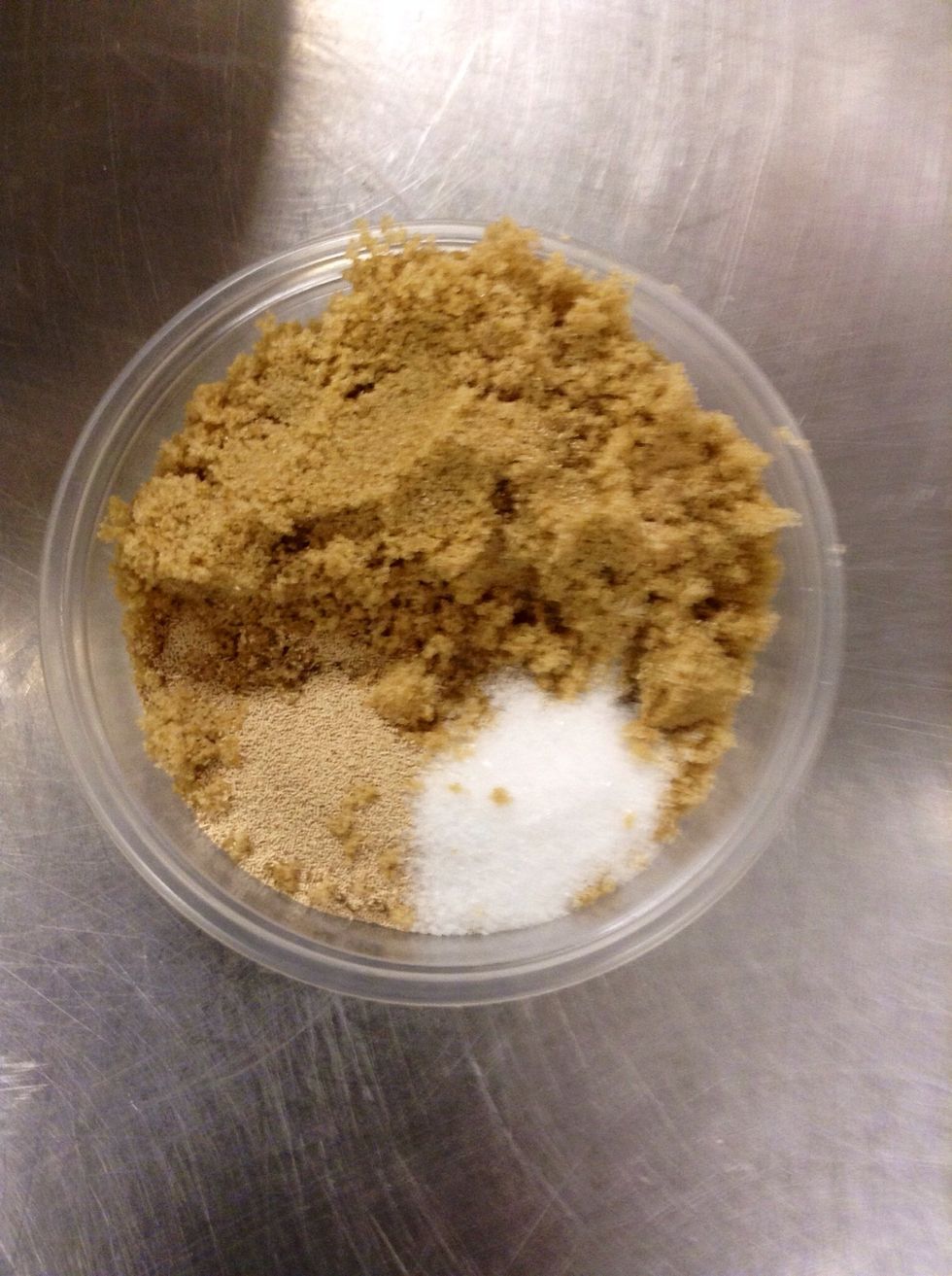 Add salt, yeast and brown sugar in the bowl.