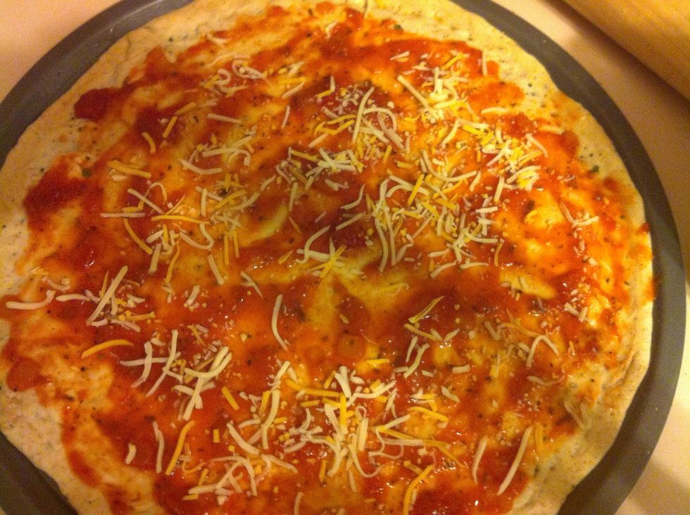 Add sauce and cheese