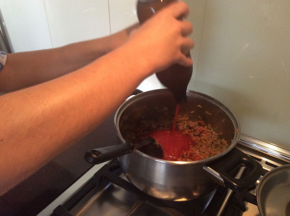 Add sauce and stir.
