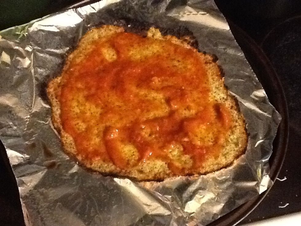 Add sauce. The amount depends on if you like a little or a lot of sauce.