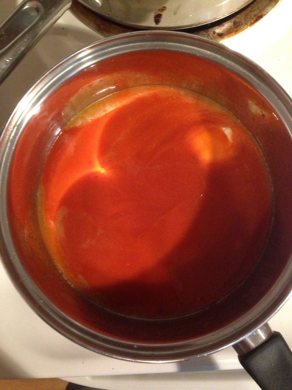 Add sauce too melted butter