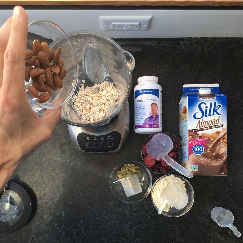 Add scoop of raw almonds.