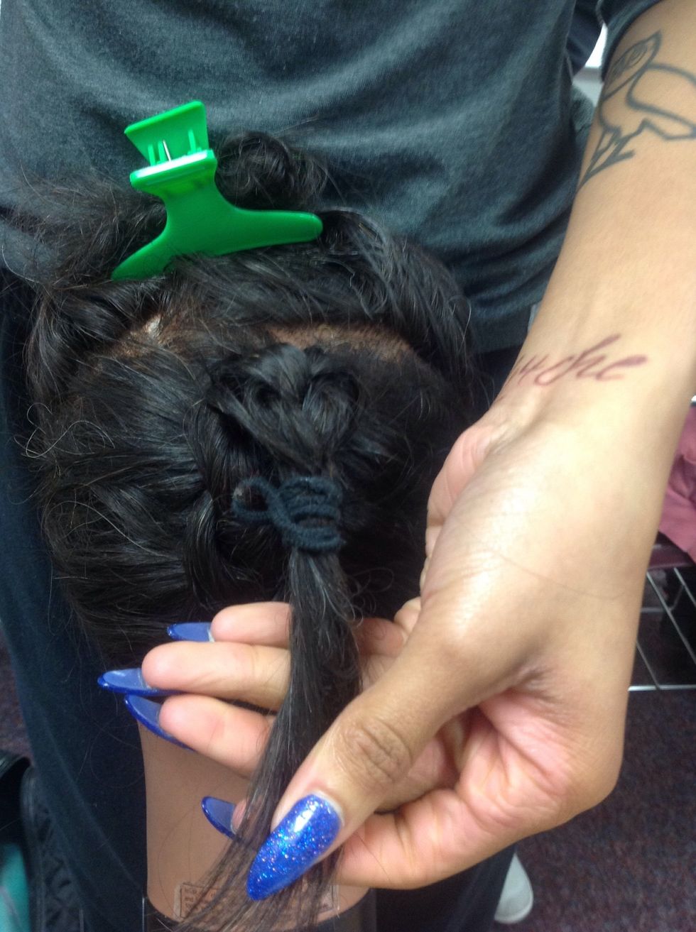 Add scrunchy to the end of the braid