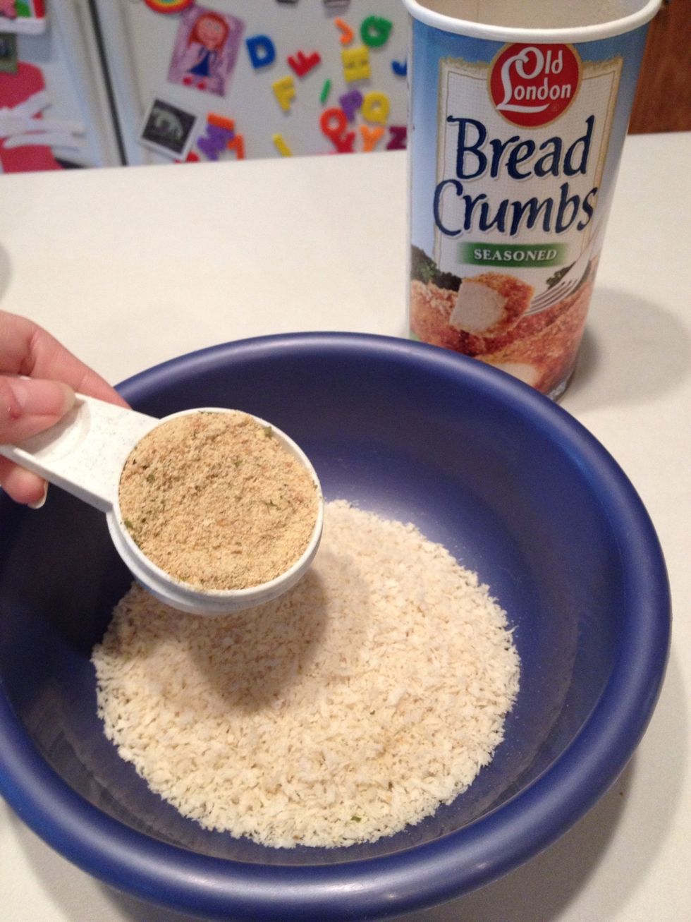 Add seasoned bread crumbs.
