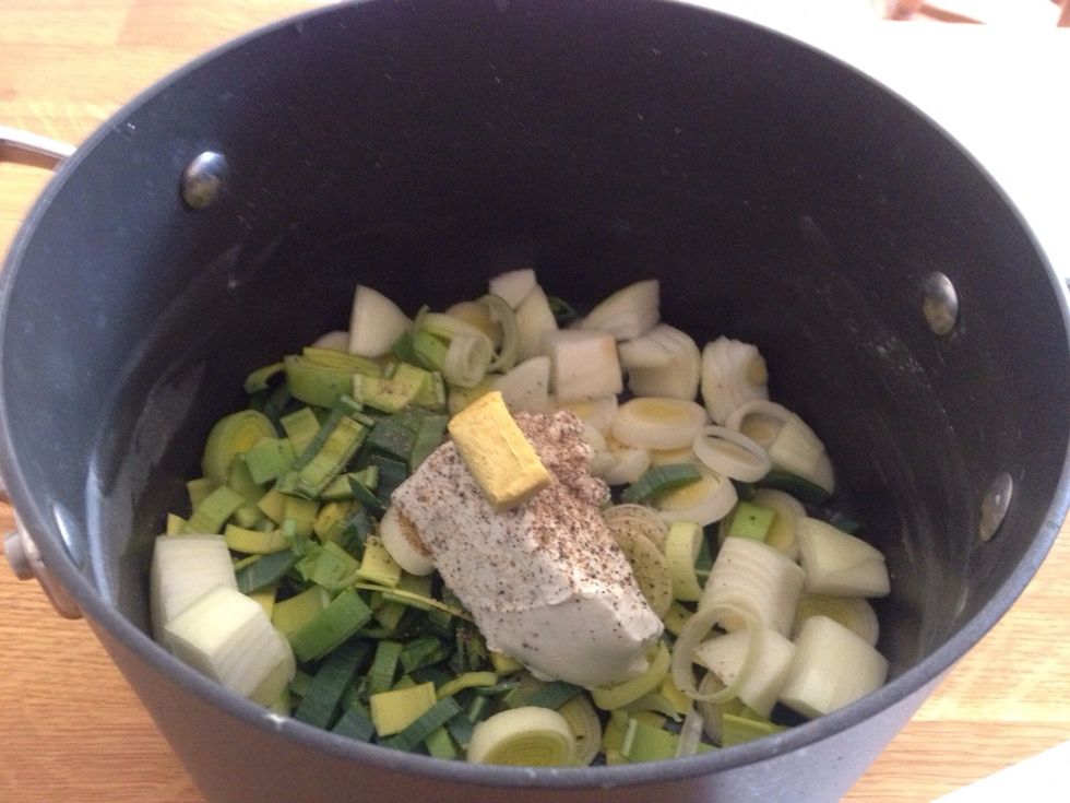 Add seasoning and 1/2 chicken stock cube (a veg stock cube would does well) or even better fresh stock if you've recently roasted a chicken