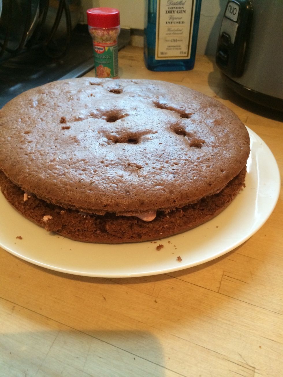 Add second cake on top off the other like so - looks like a giant Oreo
