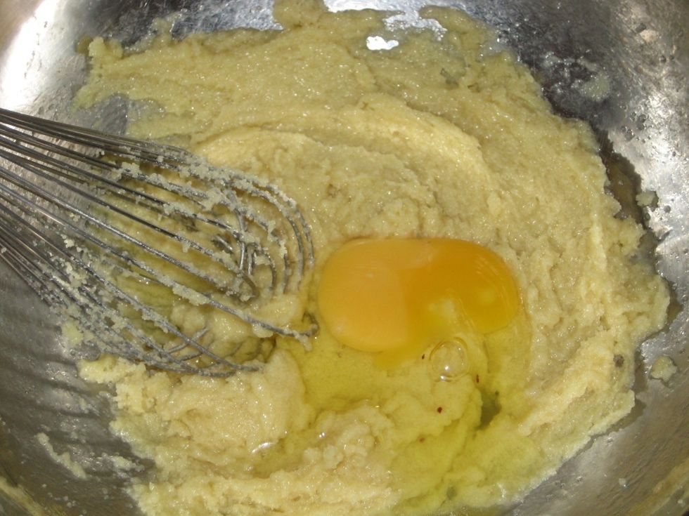 Add second egg and stir