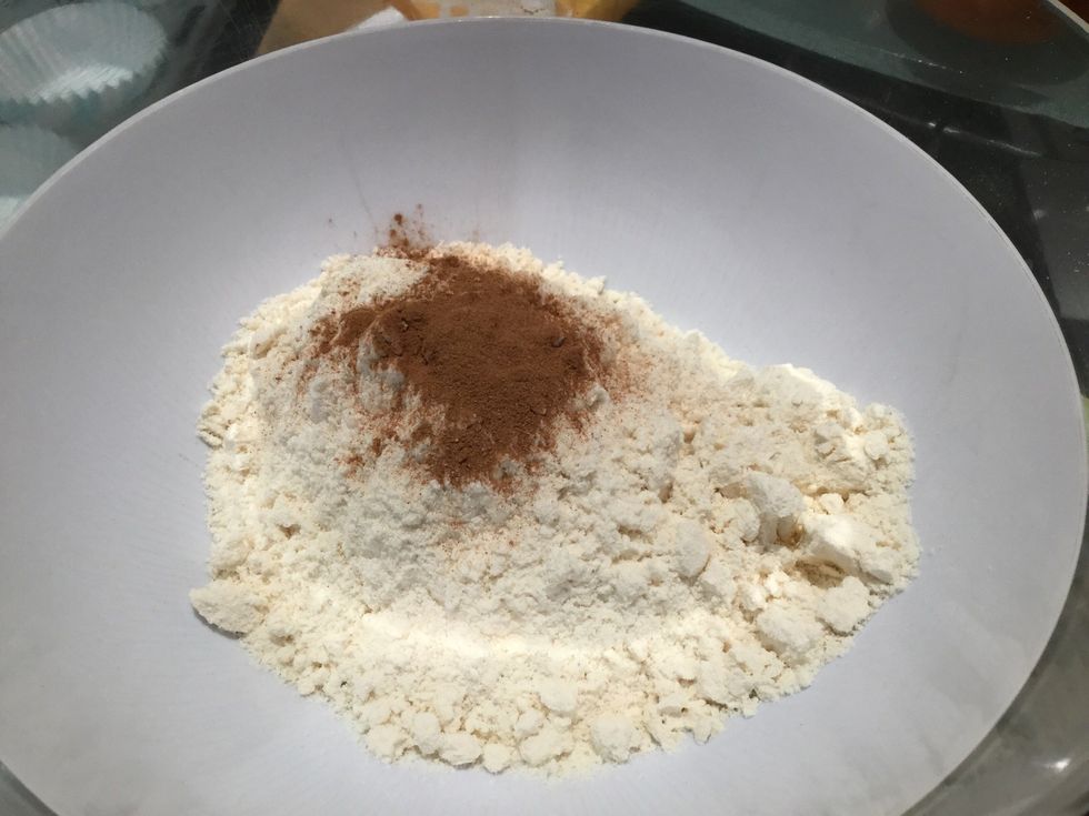 Add self - raising flour and cinnamon to a clean bowl not a dirty bowl