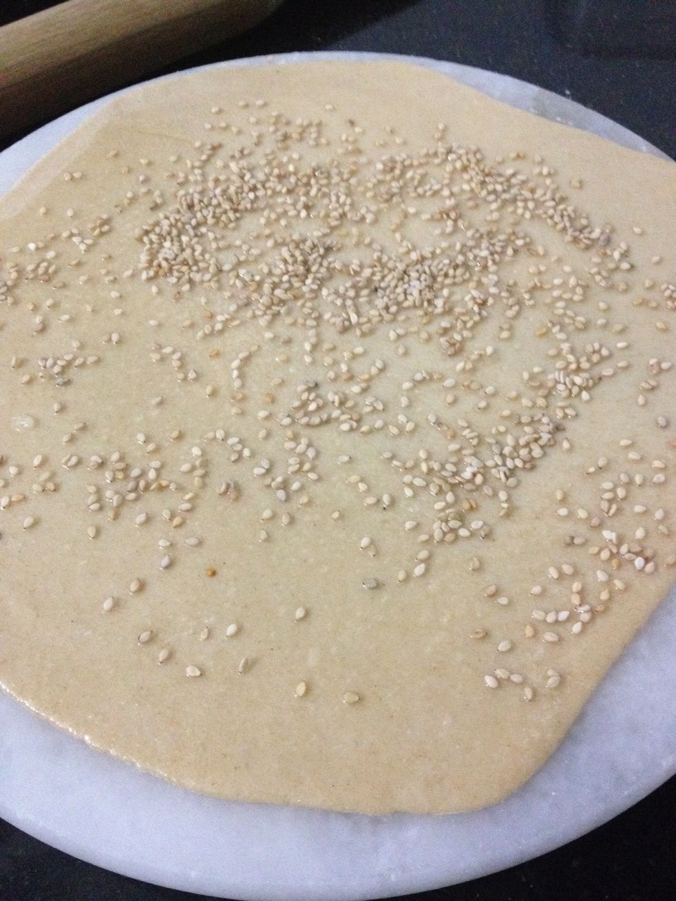 Add sesame seeds on it and pinch of salt