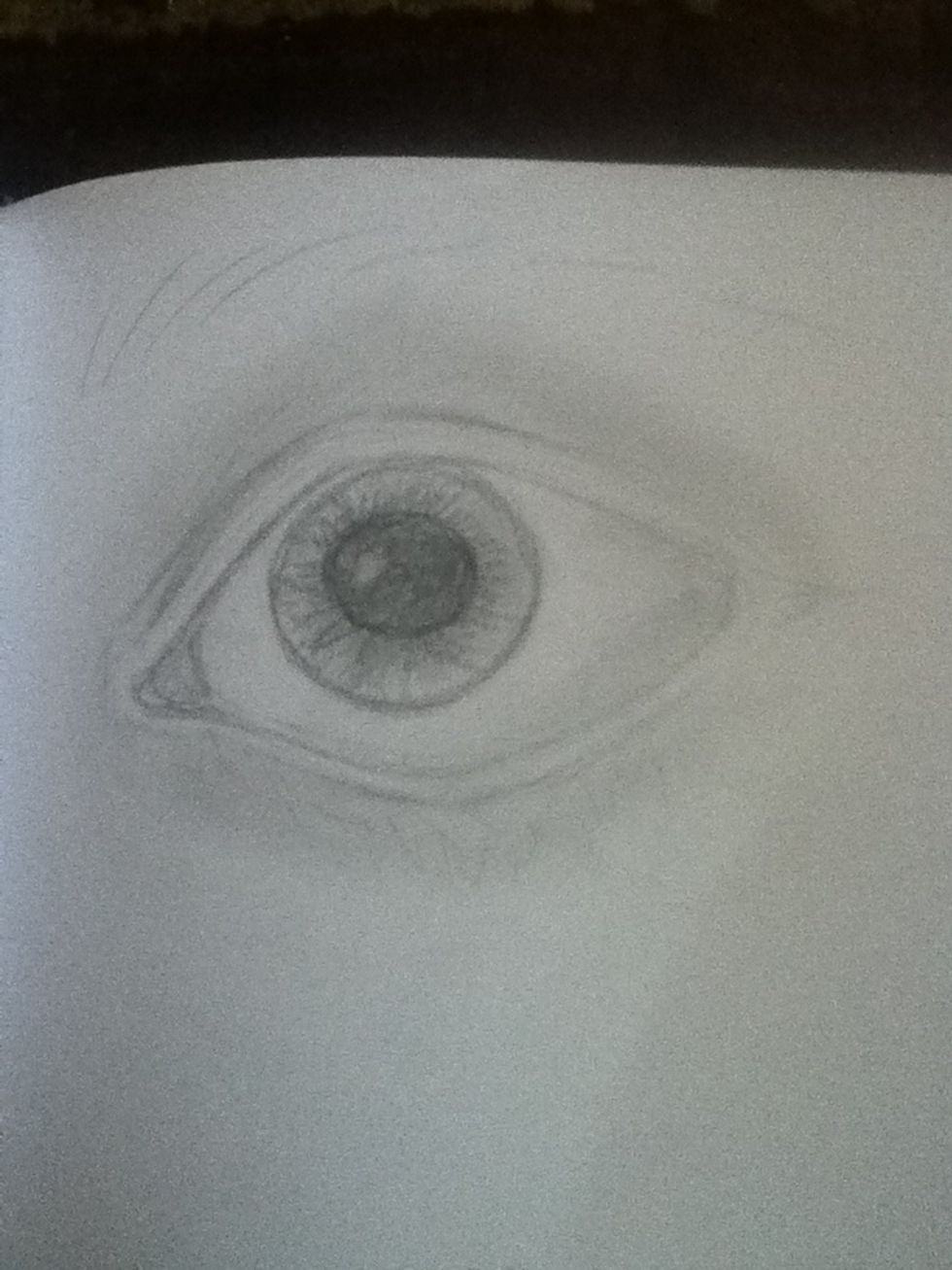 Add shading above and below the eye by smudging with your finger. Also, add some shading inside the eye near the corner