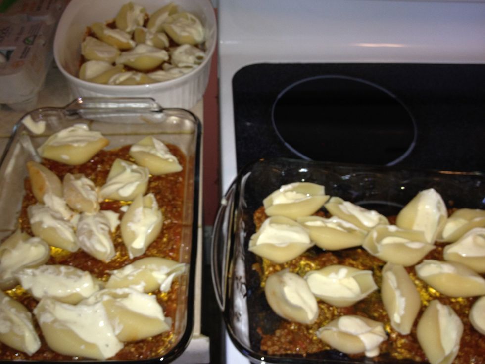 Add shells and fill them with the cheese mixture.