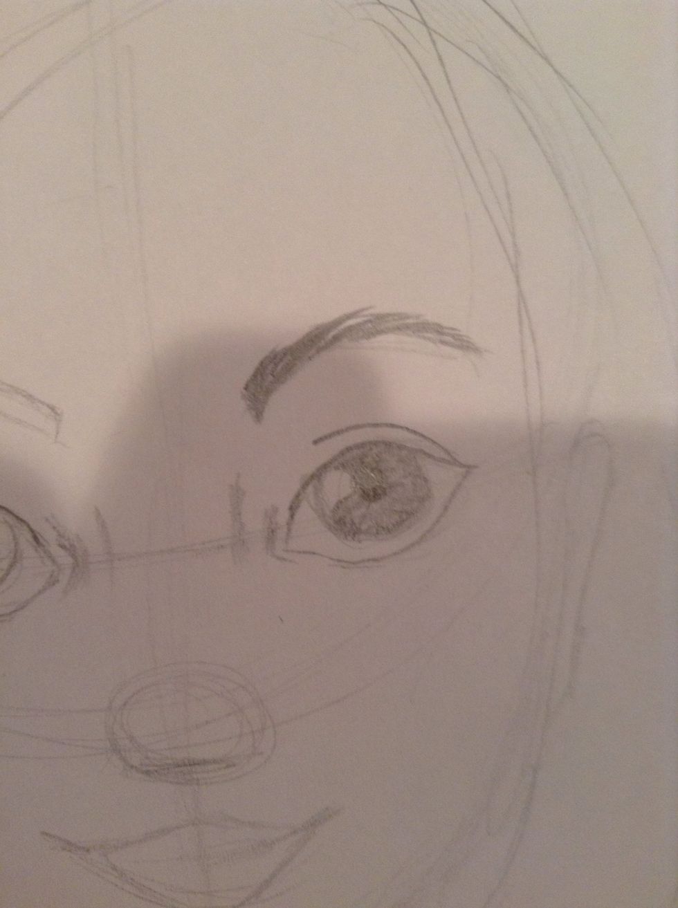 Add short, dark strokes to the eyebrow.