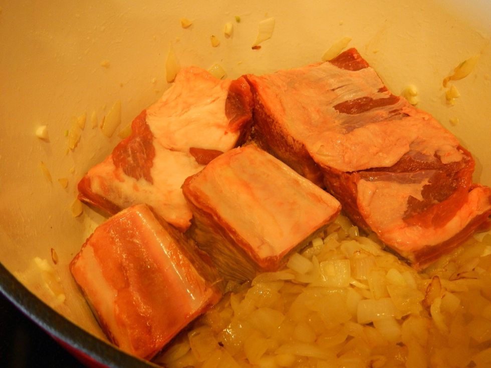 Add short ribs to pot, brown on both sides