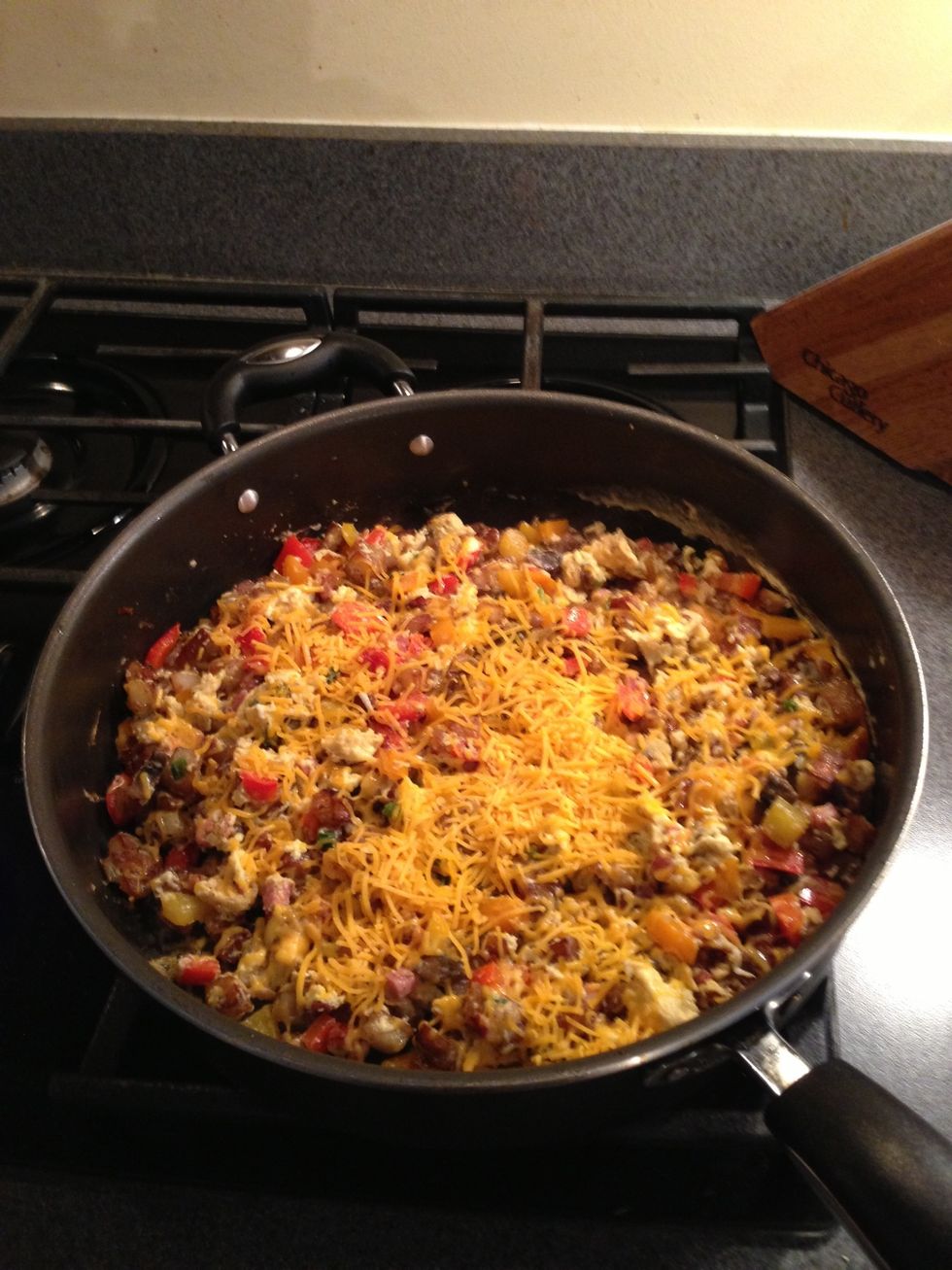 Add shredded cheese and mix