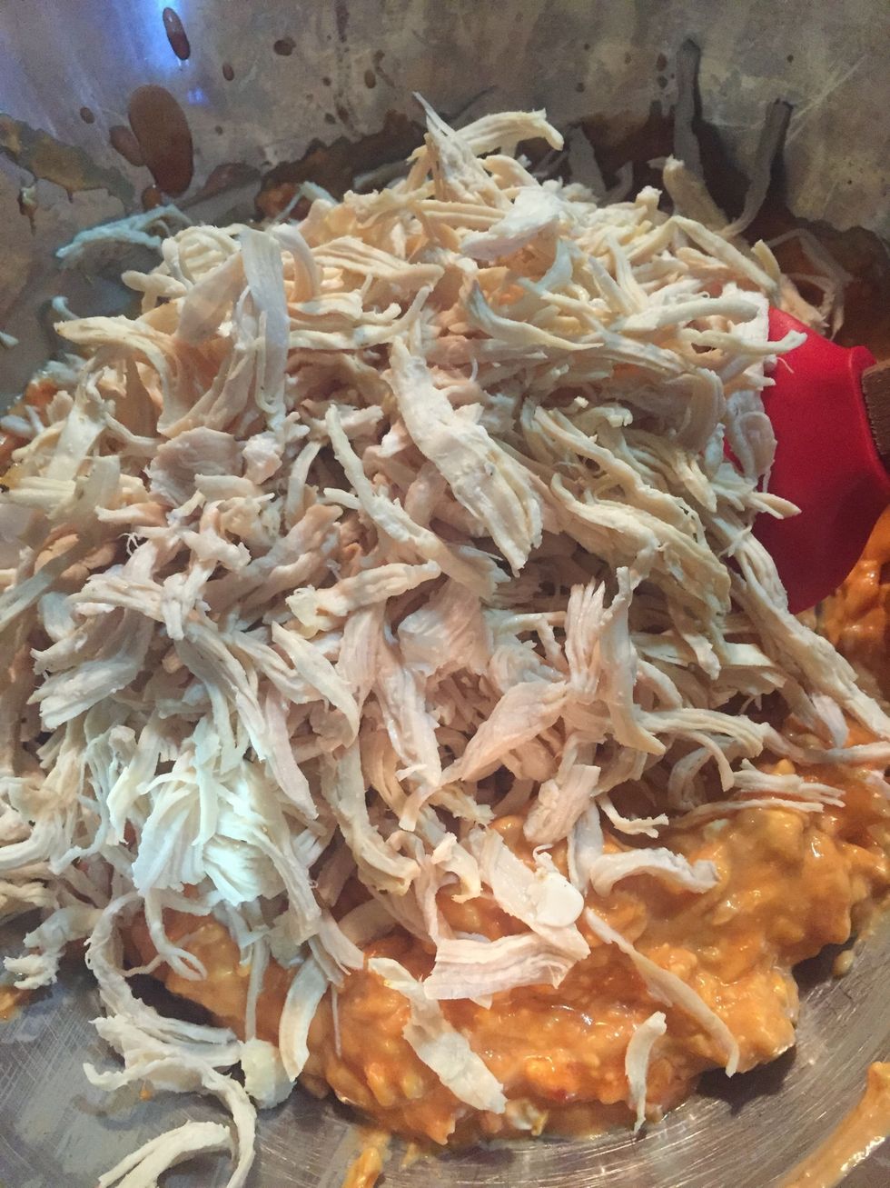 Add shredded chicken.