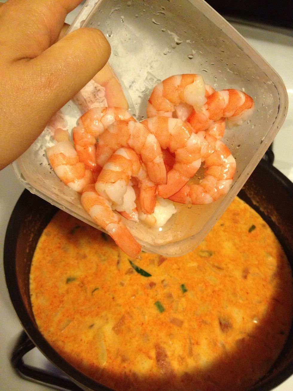 Add shrimps.