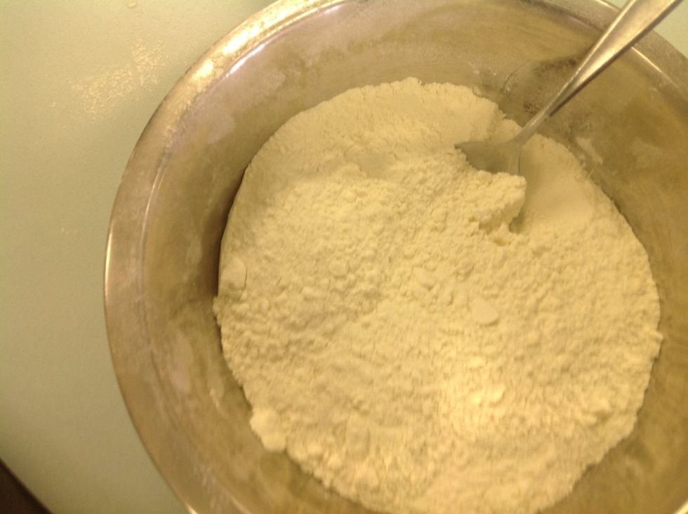 Add sifted flour and sugar to a mixing bowl