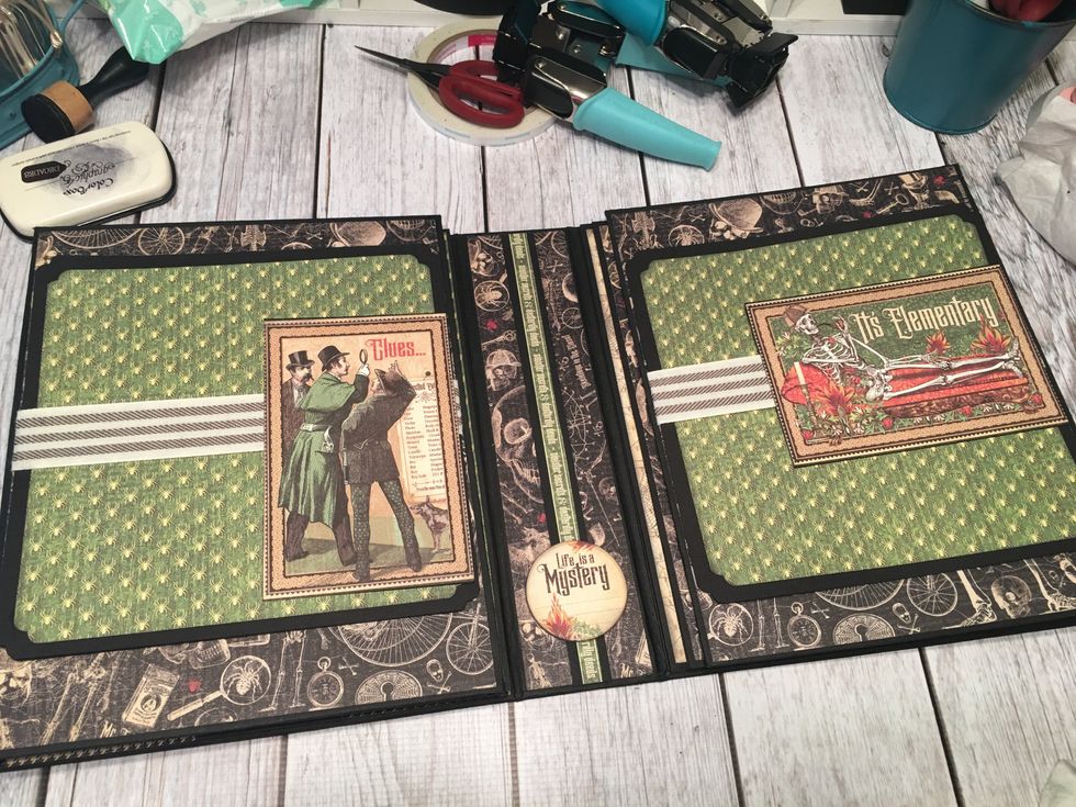 Add "sliders" to the belly bands created from the collection ephemera cards and card stock.