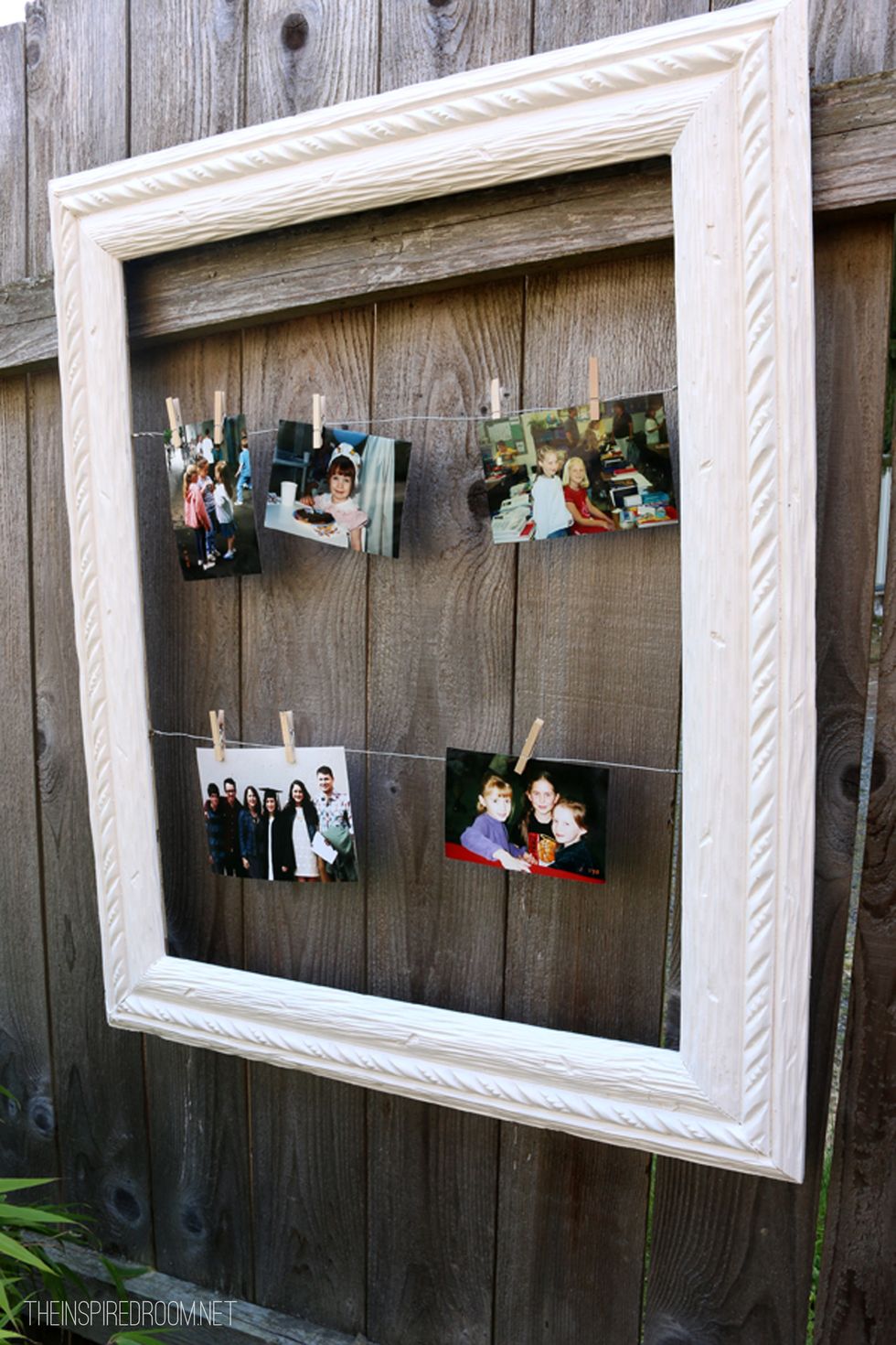 Add small clothes pins to the wire. Now you are ready to add photos to your finished changeable photo frame! Enjoy! -- For tips, check out Glidden's blog at MyColortopia.com.