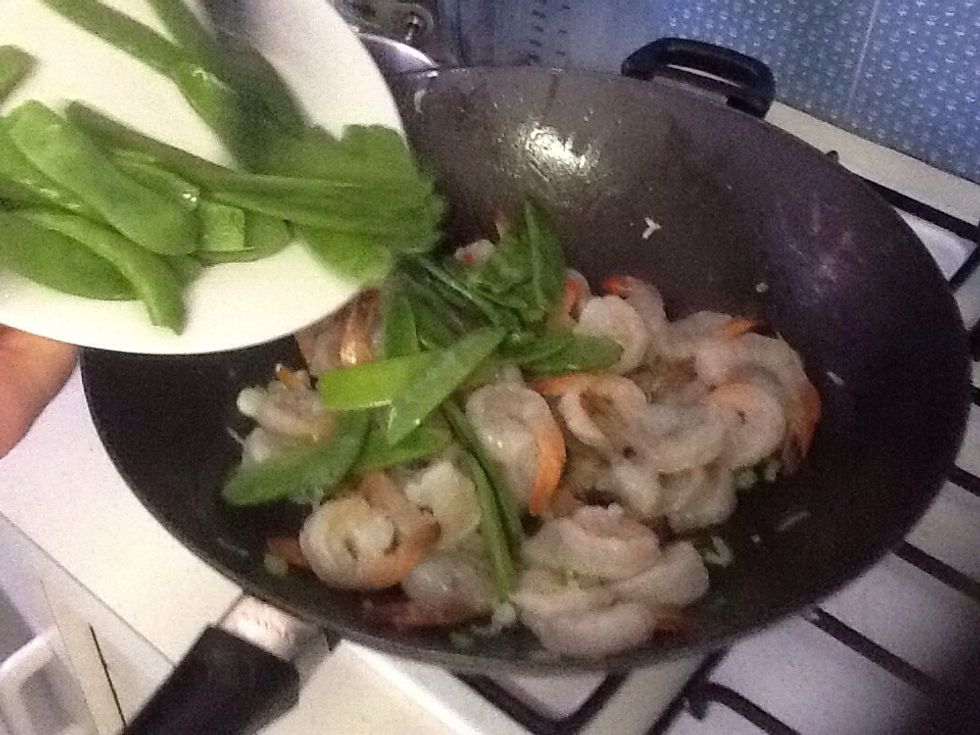 Add snow peas and stir for a minute or two