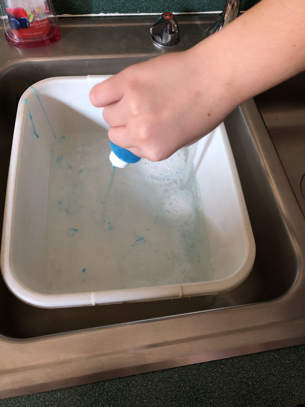 Add soap to hot water