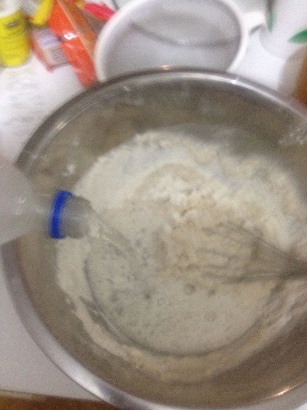 Add soda water (ice cold)