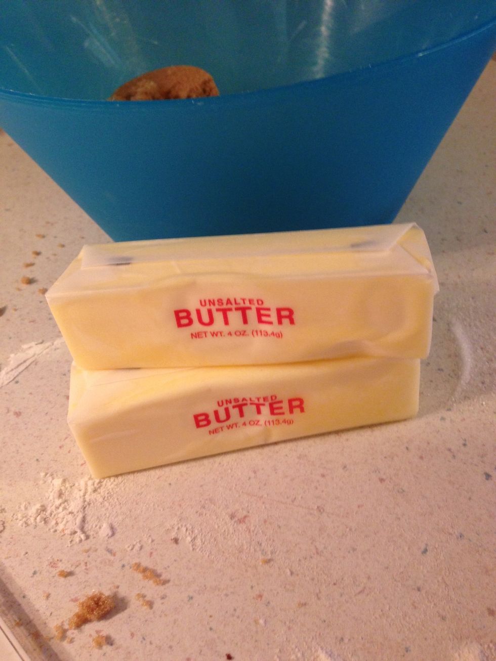 Add softened butter to sugar mixture