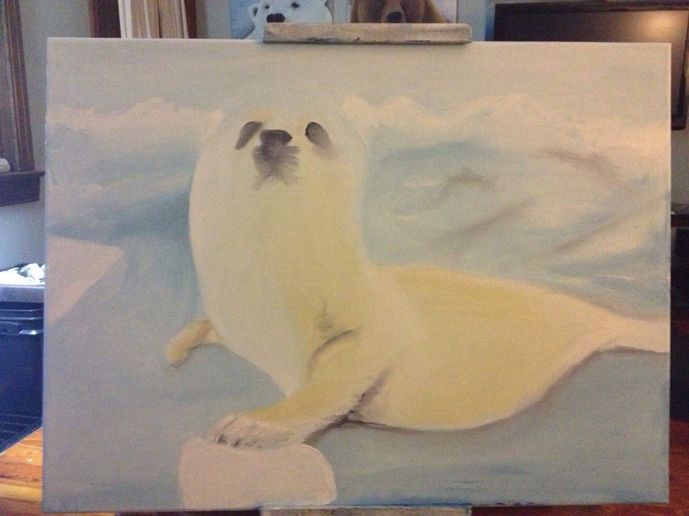 Add some black to a pinky and work on shadows on the feet and the face.
