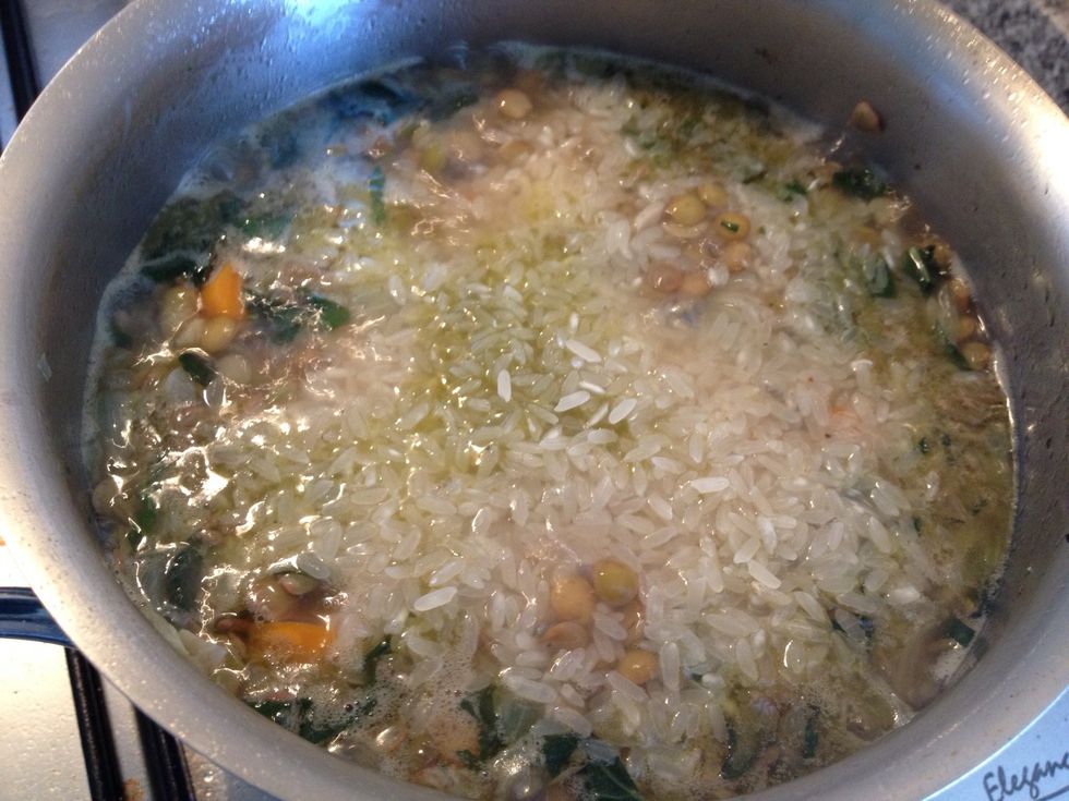 add some boiled water and then add the tablespoons of rice