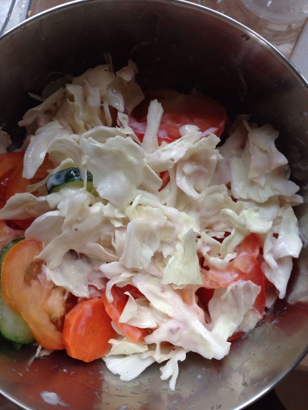 Add some cabbage and blend with the yogurt