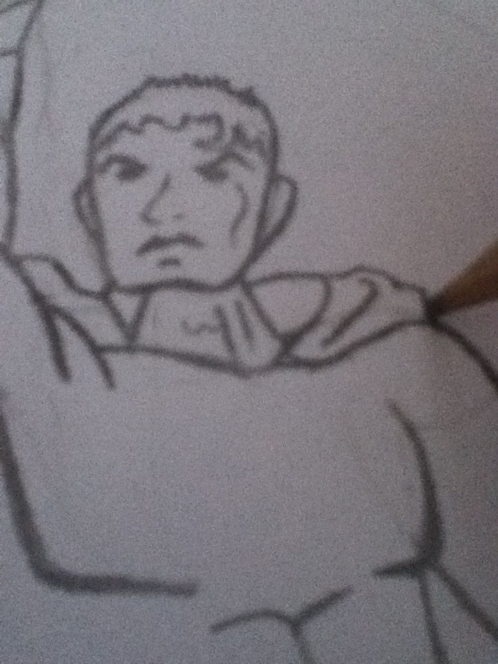 Add some connecting lines to show where the cape is connected to the costume