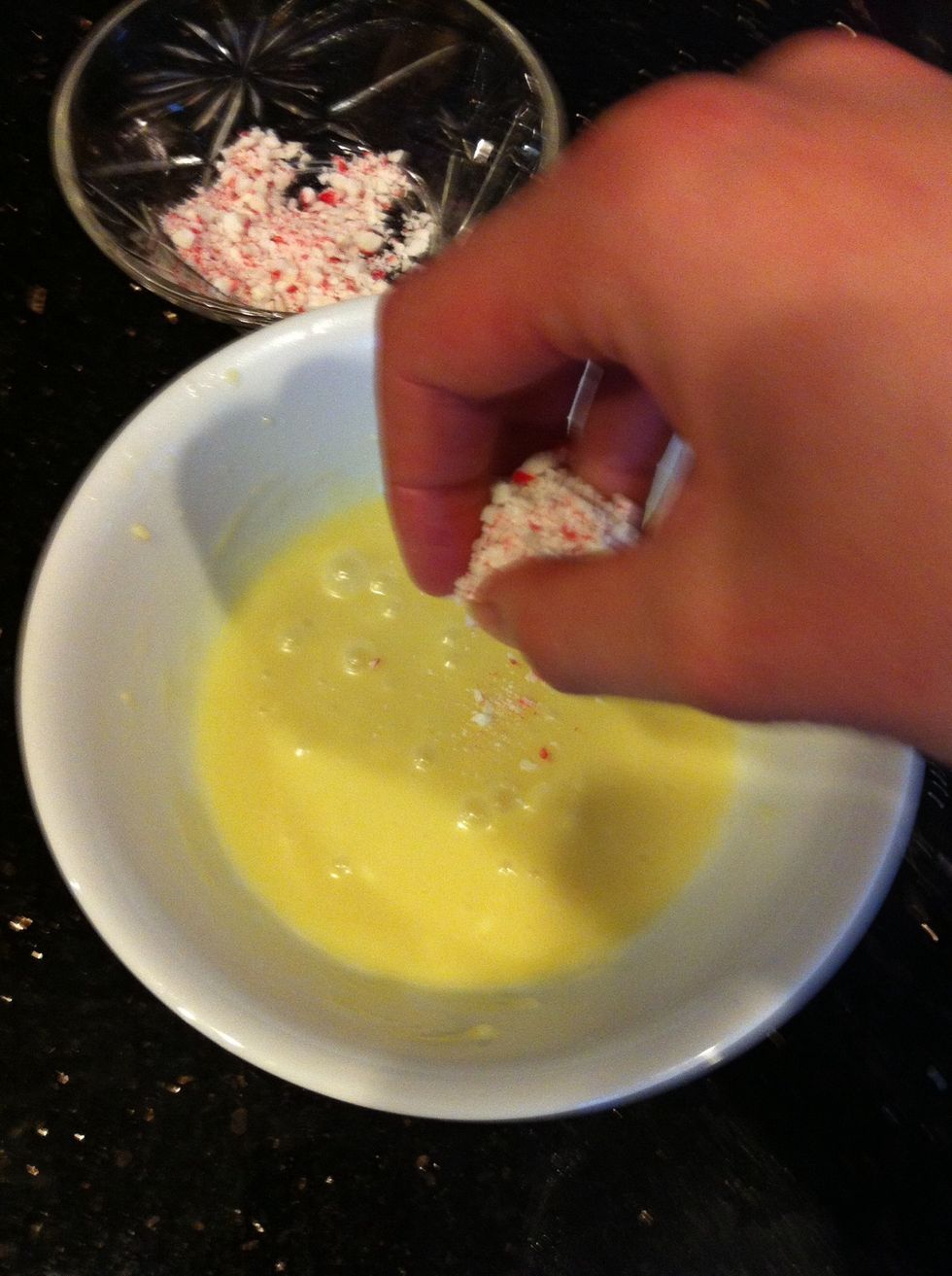 Add some crushed mints and stir