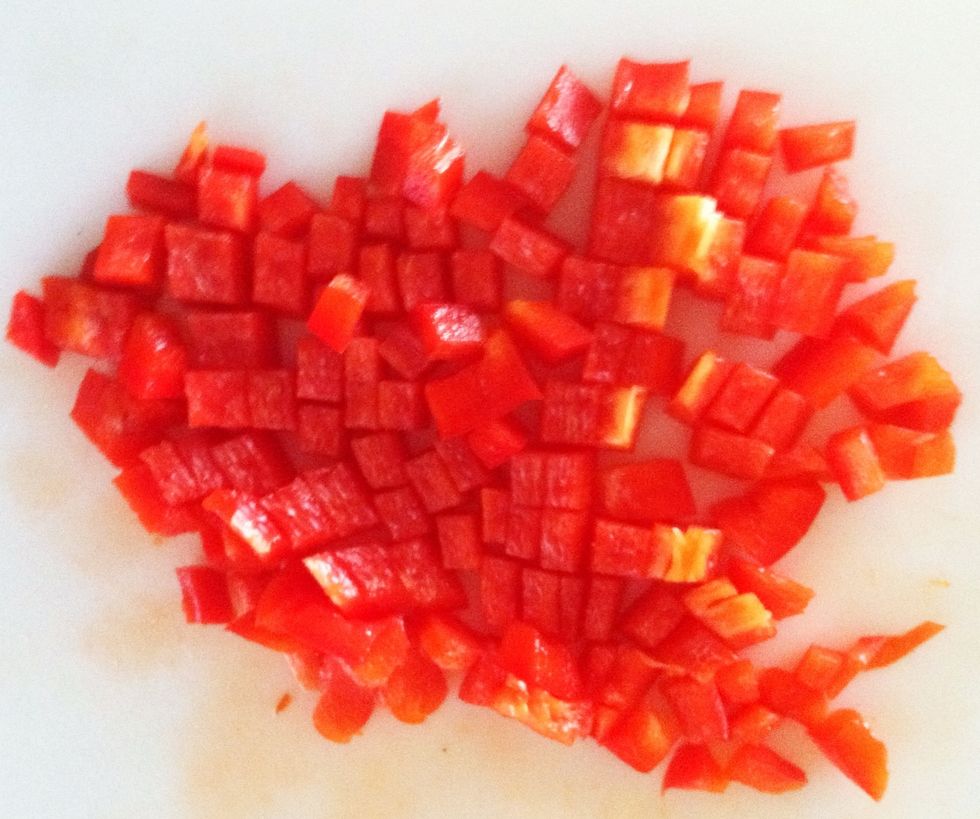 Add some diced pepper. I use red for the color.