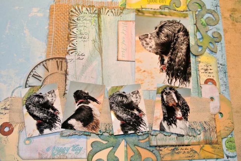 Add some extra brown ink to the edges. Stick everything on the background.