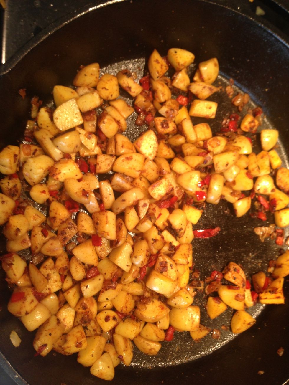 Add some garlic powder and paprika. Maybe half a teaspoon of each? I didn't measure. And some Tabasco sauce.
