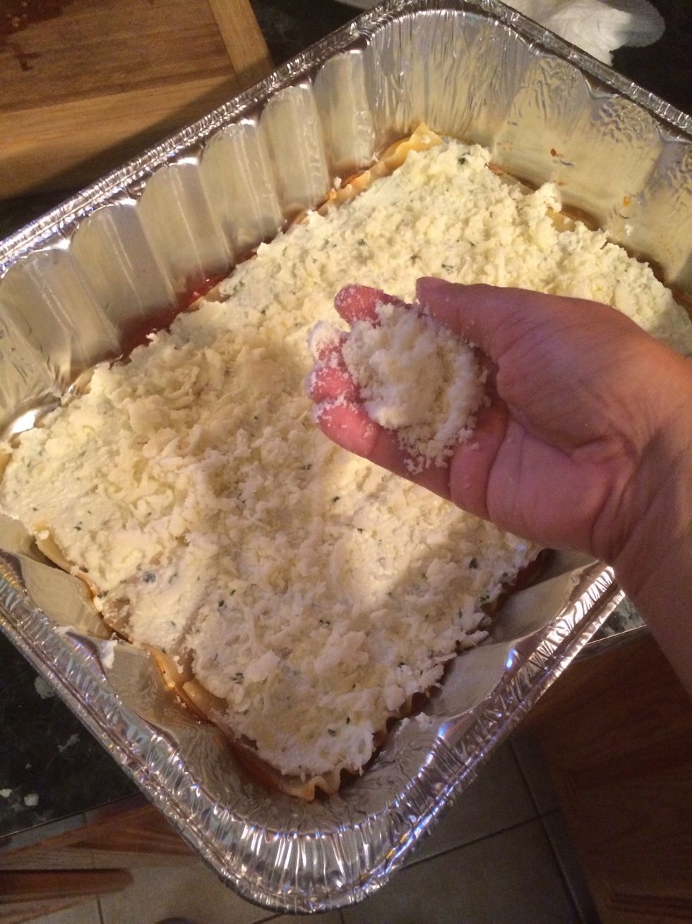 Add some grated cheese as well. I used locatelli Pecorino Romano cheese, I enjoy the flavor. Use any grated cheese you prefer