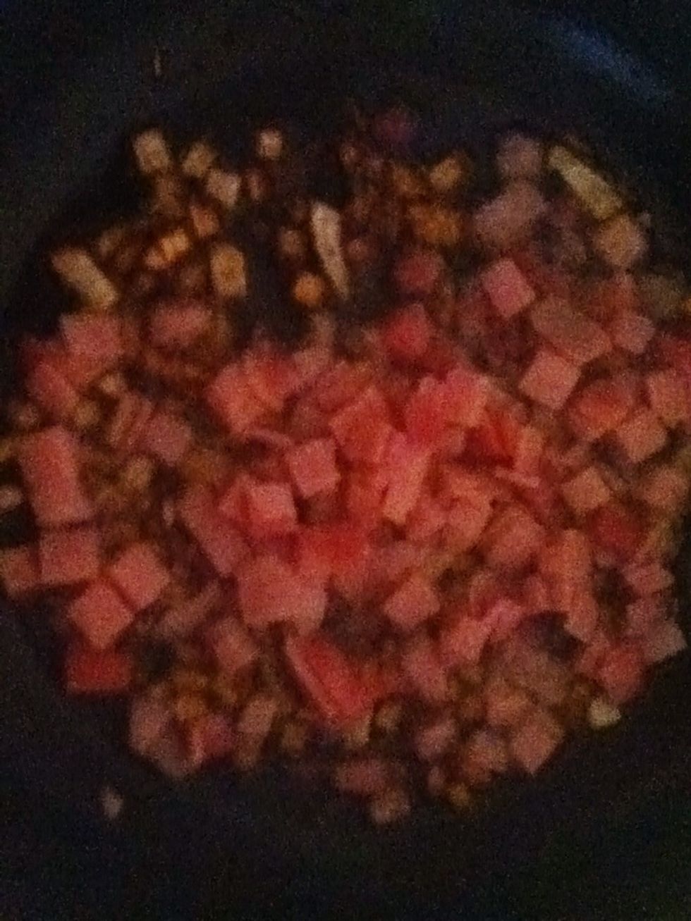 Add some ham bits and let it sit there for a while. Don't forget to stir!