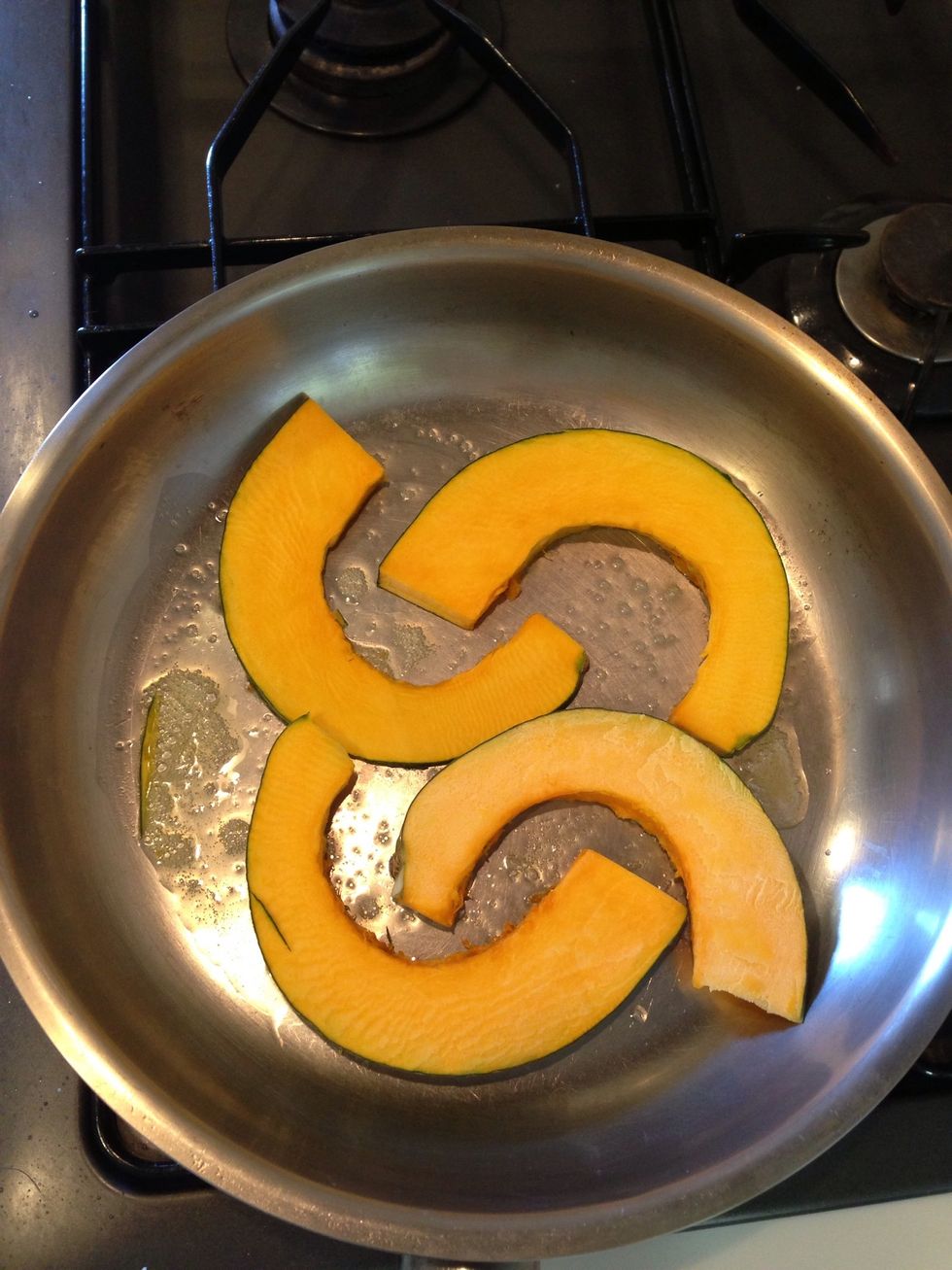Add some kabocha. You will have to cook it in batches if you have a small pan like me.
