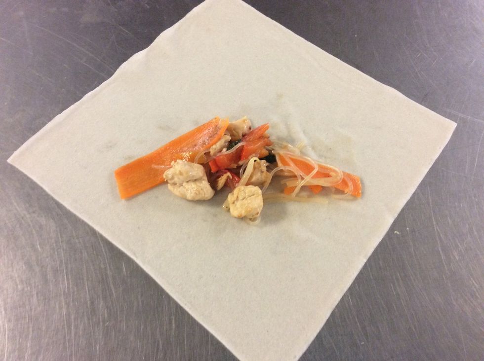 Add some mixture in the centre