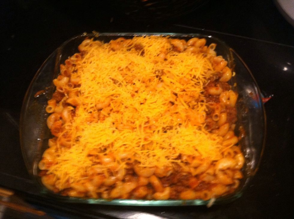 Add some more cheese on the top, heat up your oven to 350 degrees
