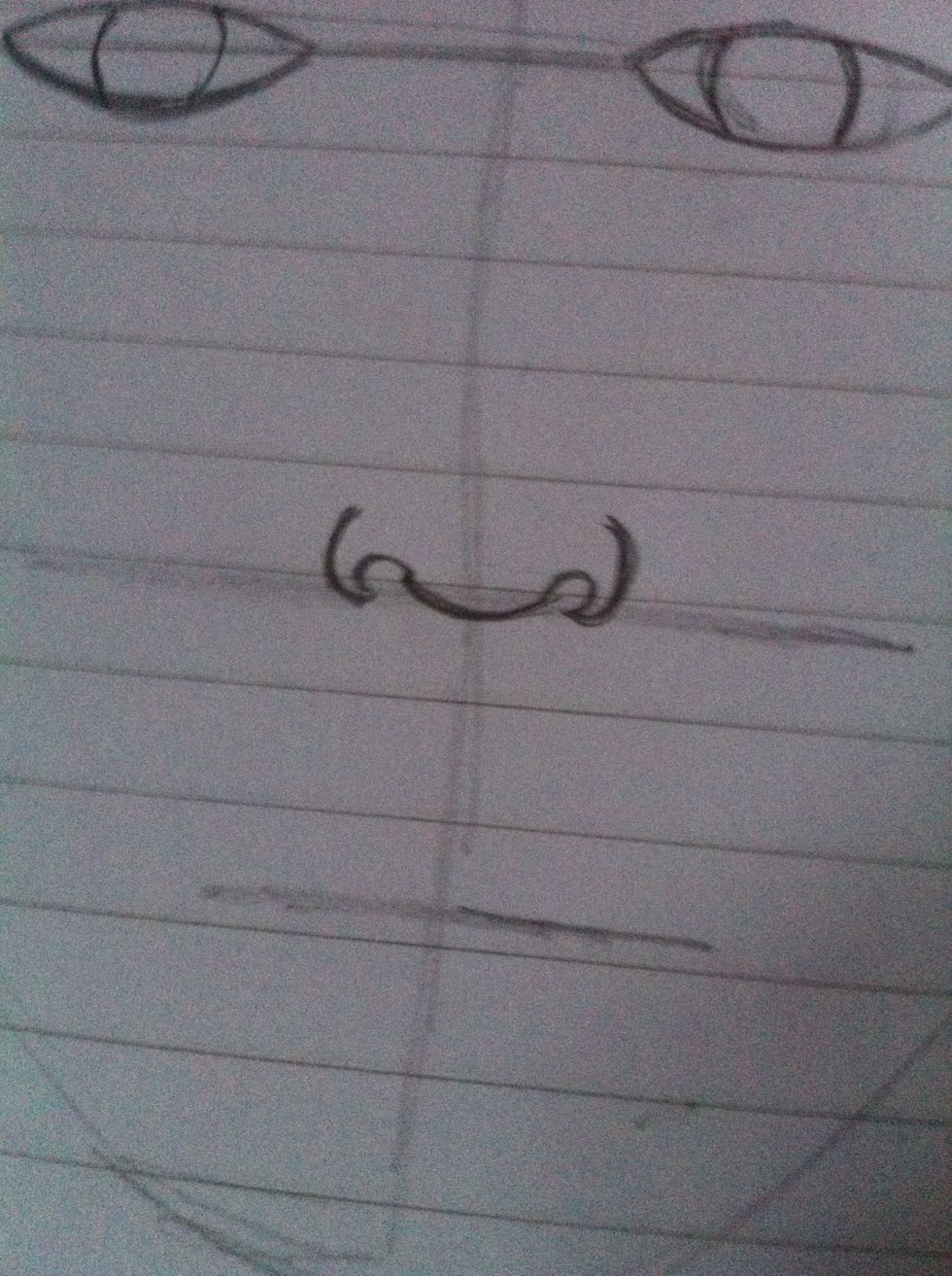 Add some more (   ) shapes either side of the nose shape