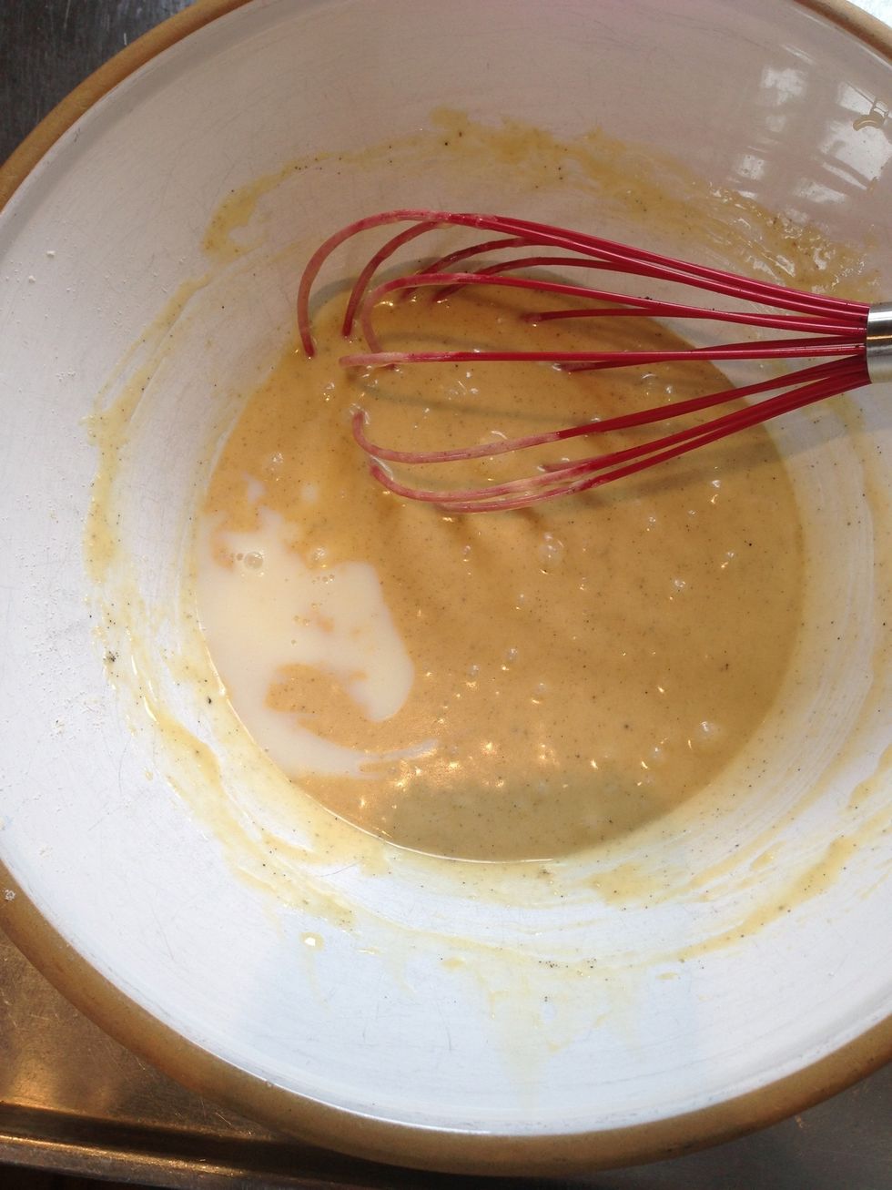 Add some of the milk.