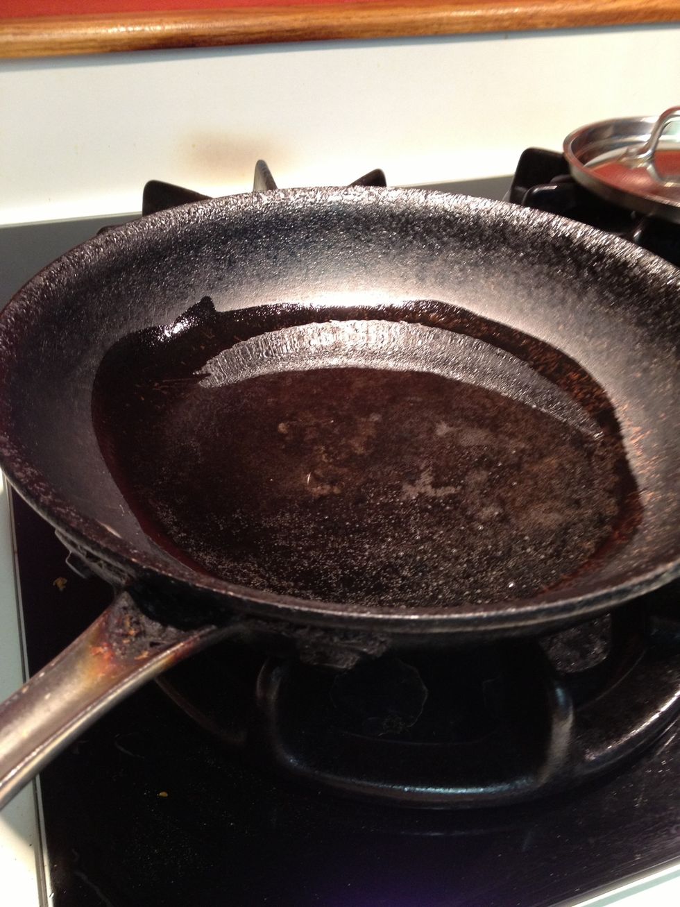 Add some oil to a regular size pan and wait till it gets hot.