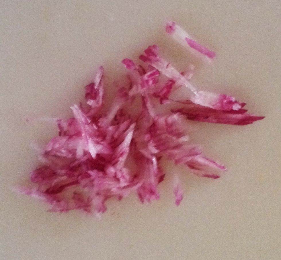 Add some onion. I use purple, one inch slices. Purple for the color and short slices to add another texture.