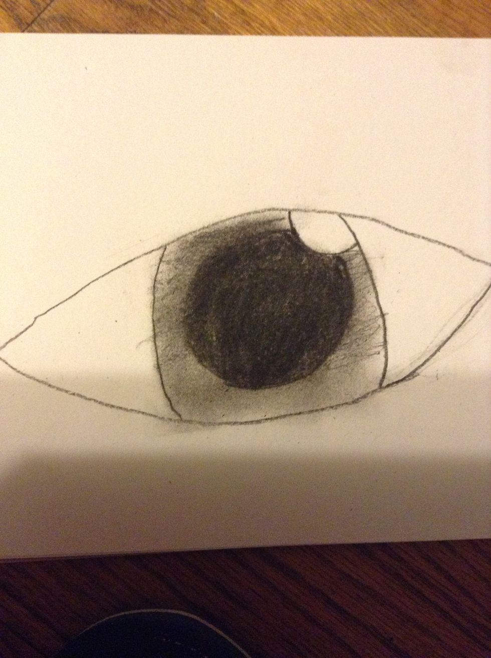 Add some pencil around the big circle and smudge it in