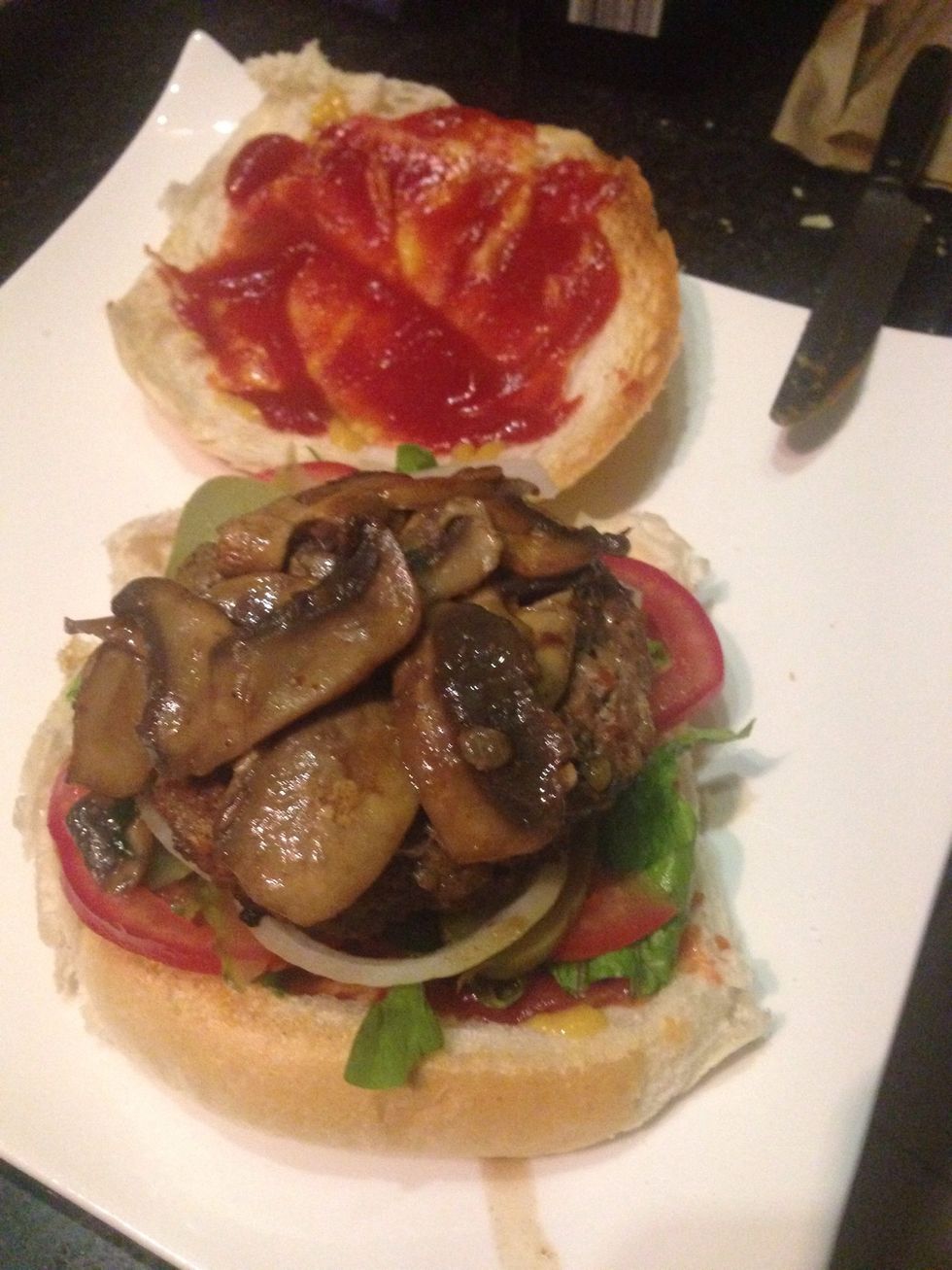 Add some saut\u00e9ed mushrooms