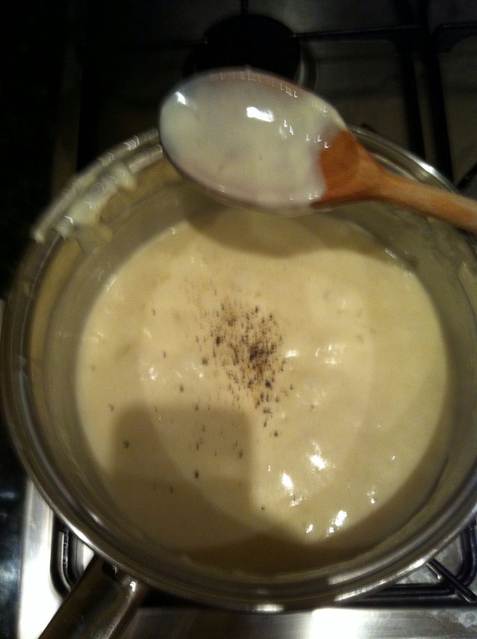 Add some seasoning, salt and pepper and give it a good stir