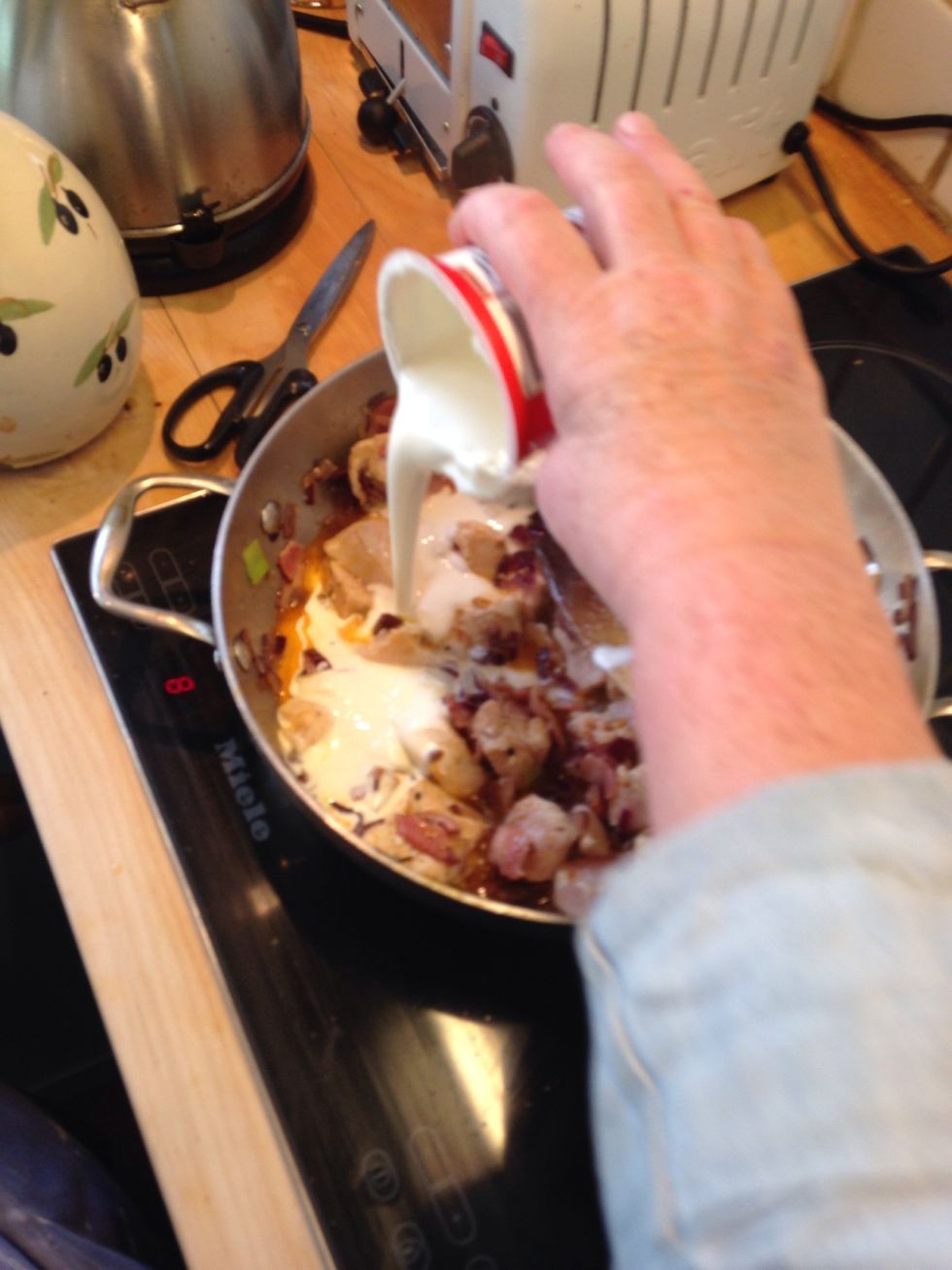 Add some single cream around 200ml