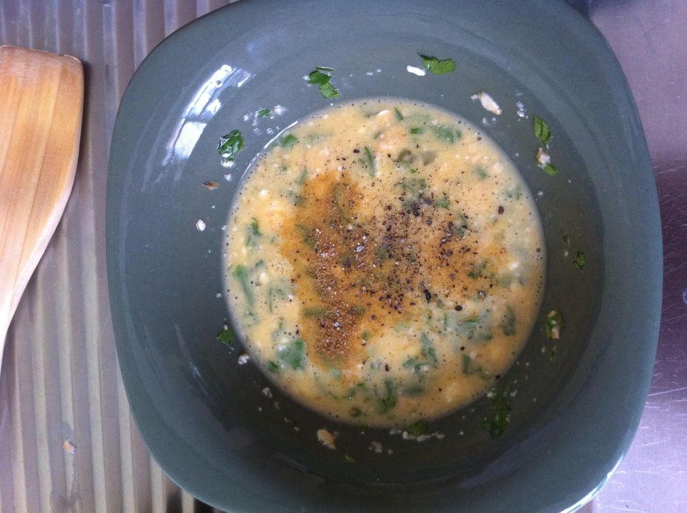 Add some spice. I used blackpepper and cumin. Stir again.